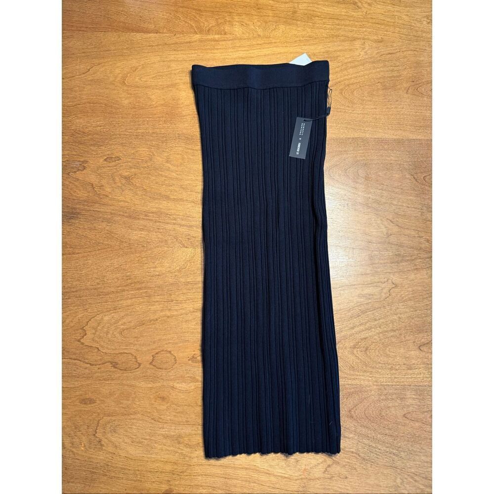 NWT Barneys New York x Forever 21 Women's Ribbed Midi Straight Skirt Black Small